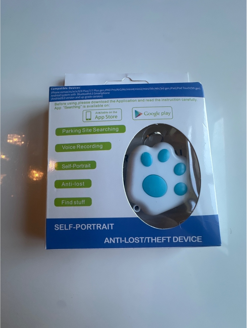 Bluetooth 4.0 Paw Print Tag Tracker for iOS Android-Turquise